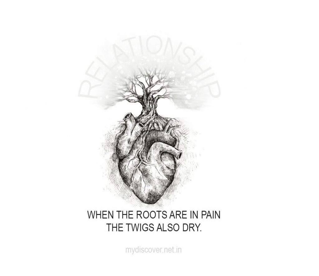 Heart Relationship, when the roots are in pain the twigs also dry. Quotes of heart