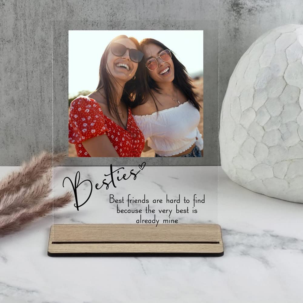 Besties Photo Frame Gift, Memorable Photo Frame Keepsake, Plaque Style Photo Frame, Personalized Gift for BFF, Birthday Gift